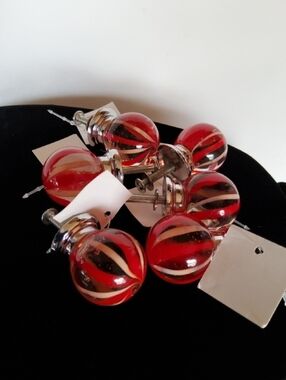 NWT red/tan swirl glass cabinet knobs 6